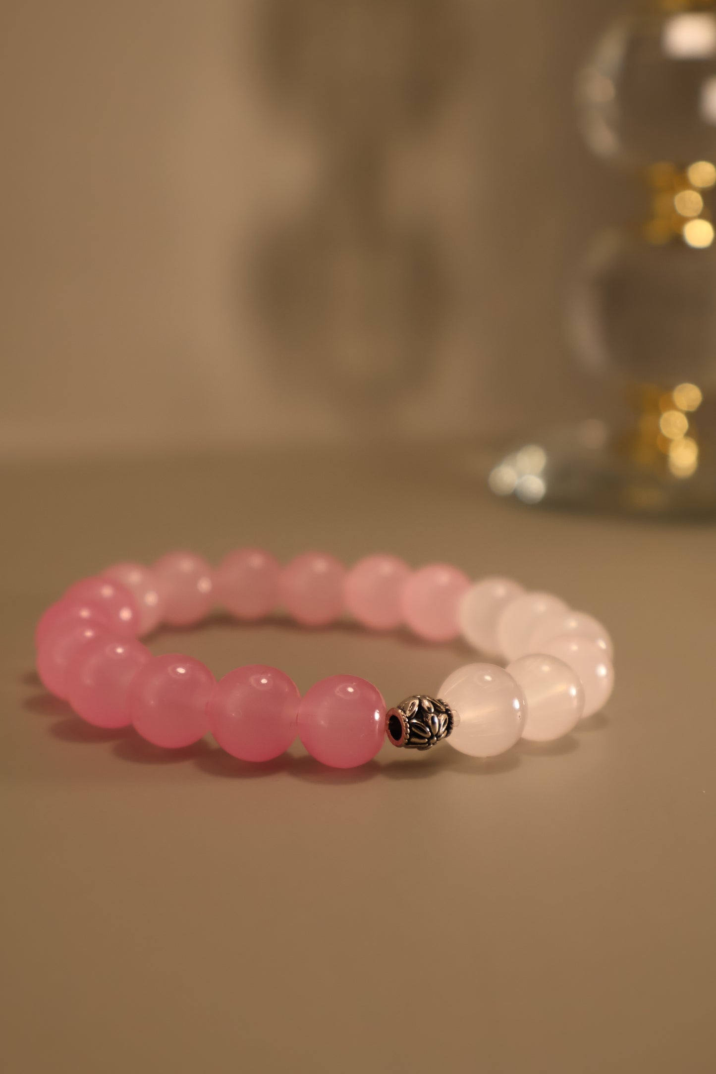 Glass Pink Ombre Bead Bracelet