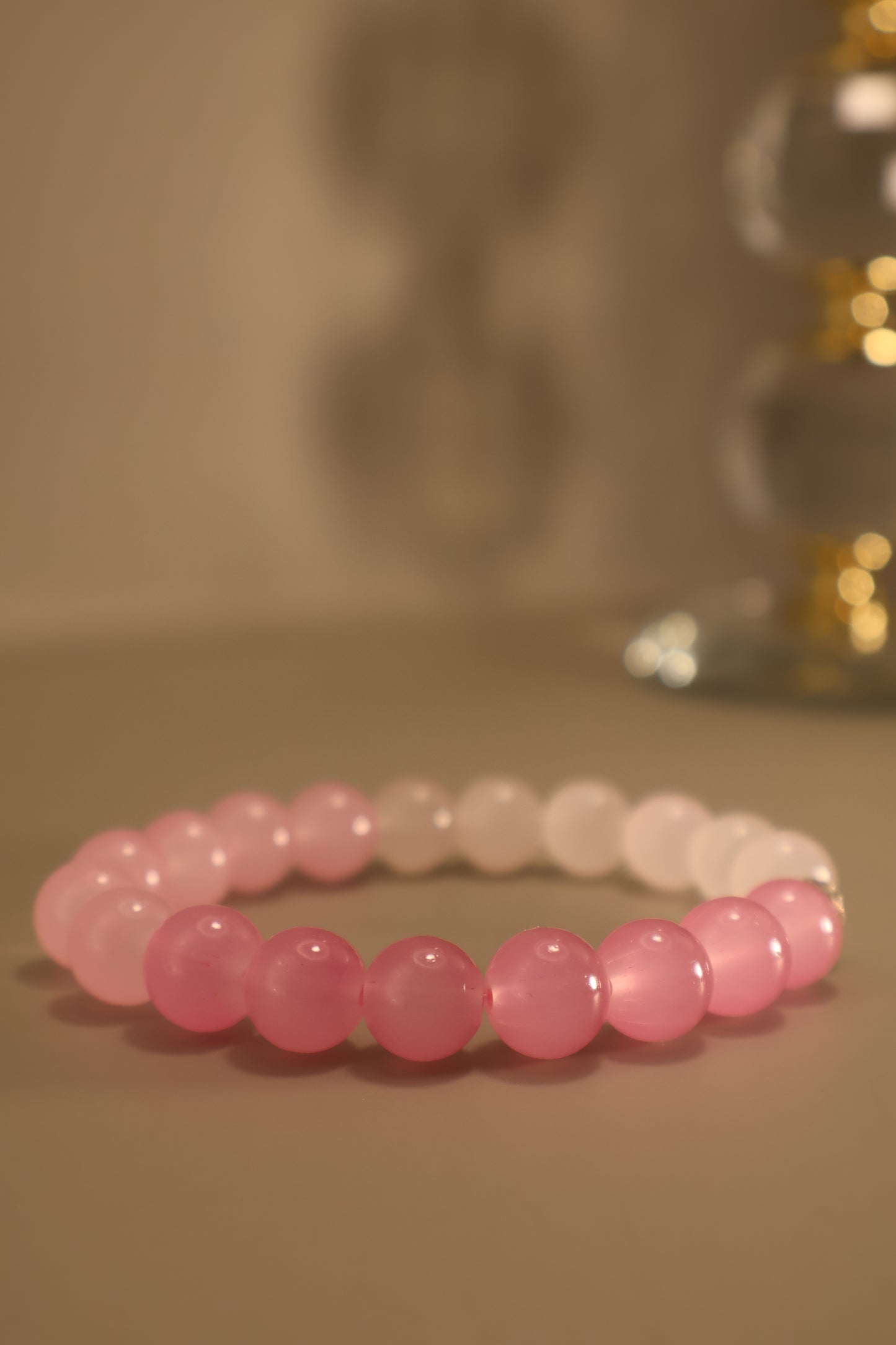 Glass Pink Ombre Bead Bracelet