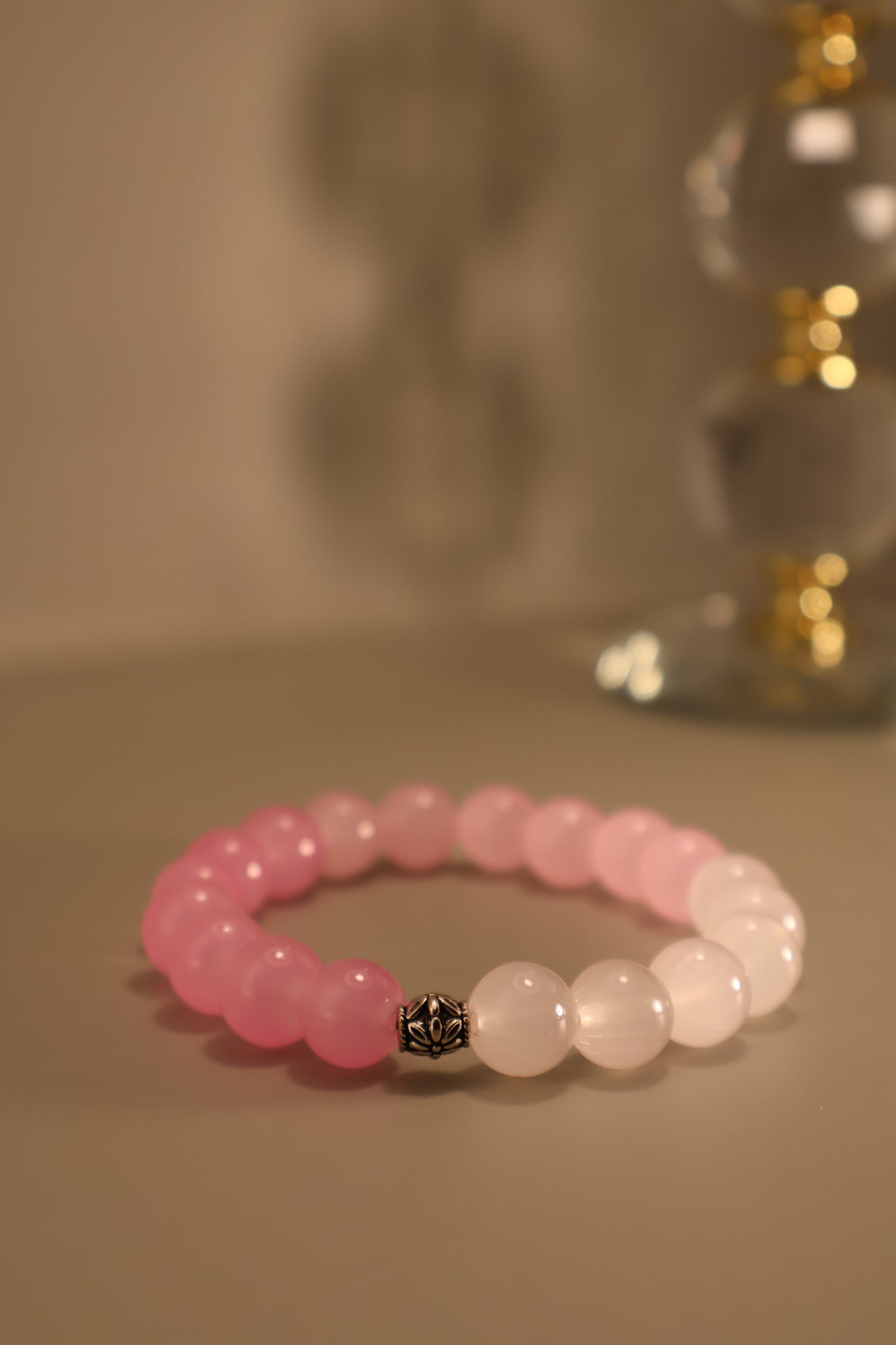 Glass Pink Ombre Bead Bracelet