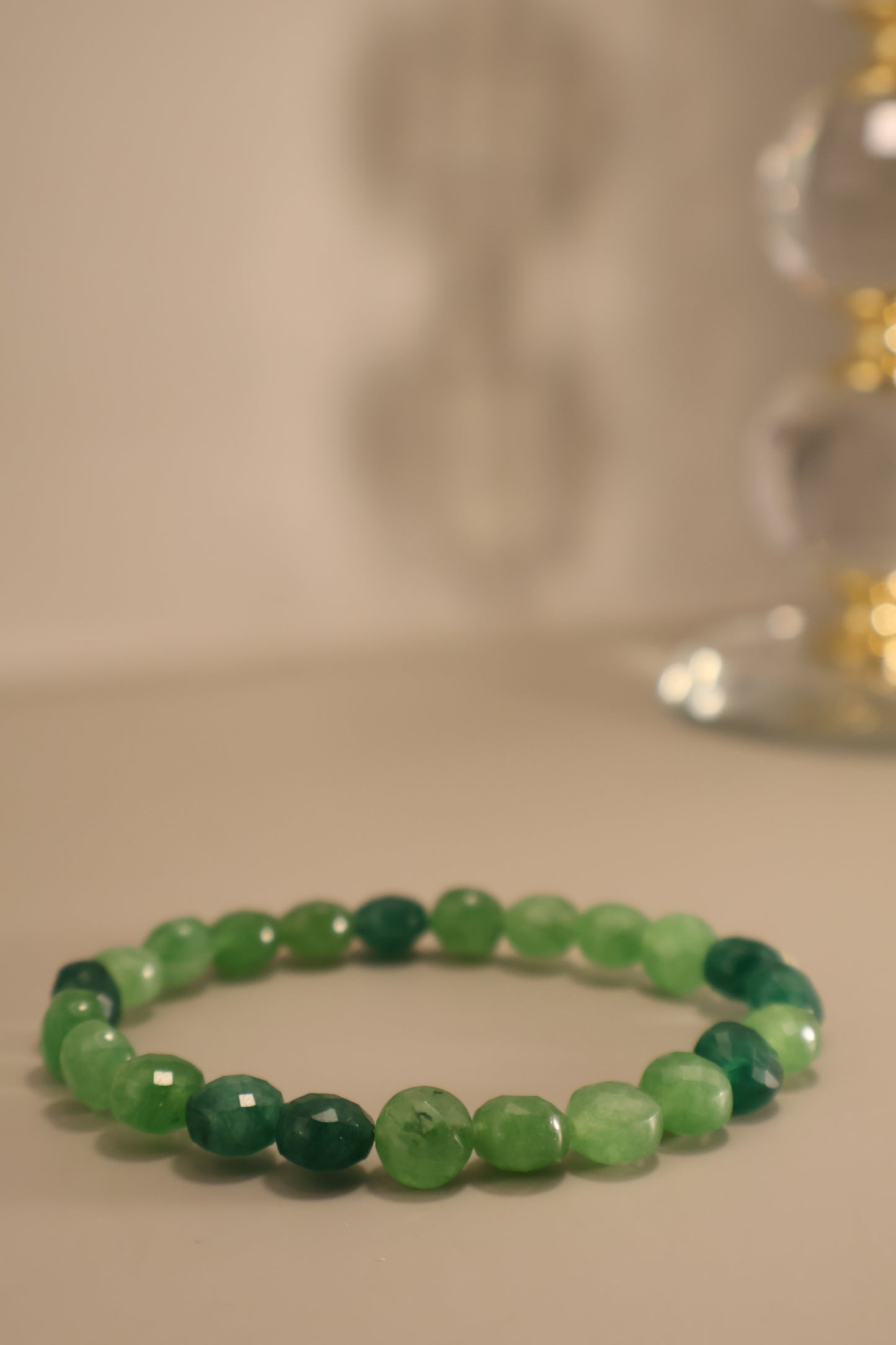 Glass Emerald Bead Bracelet