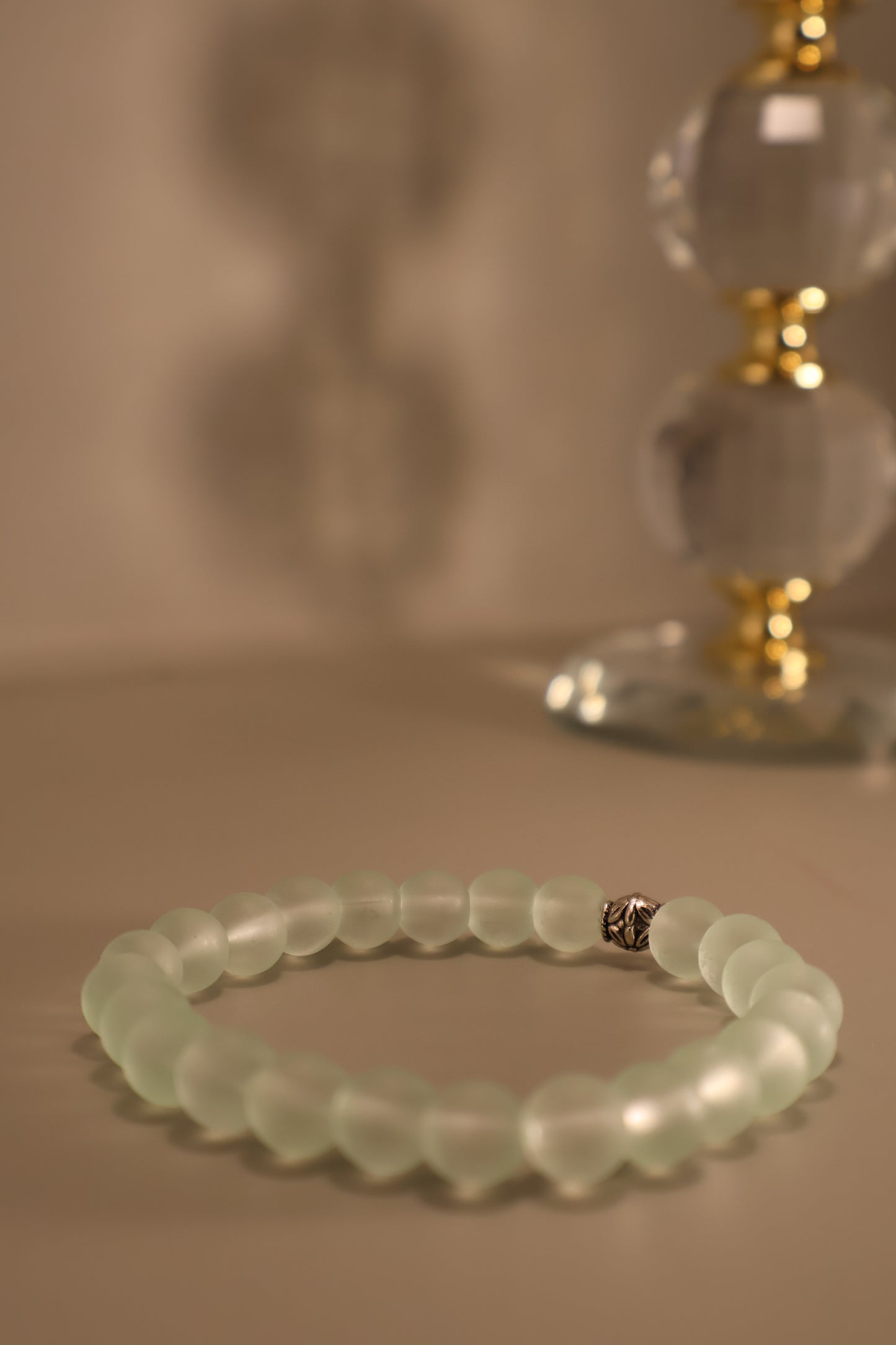 Glass Green Pastel Matte Bead Bracelet