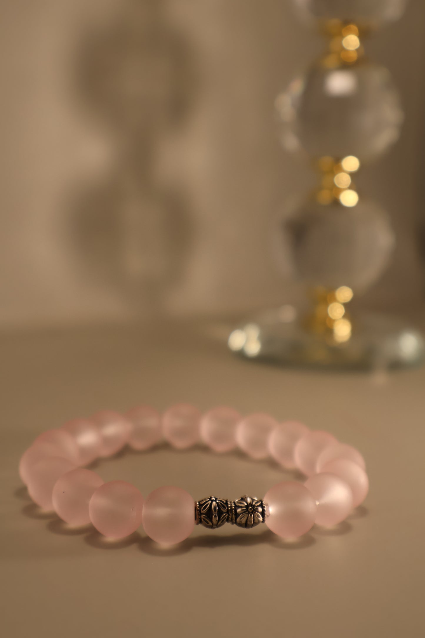 Medium Glass Pink Matte Bead Bracelet