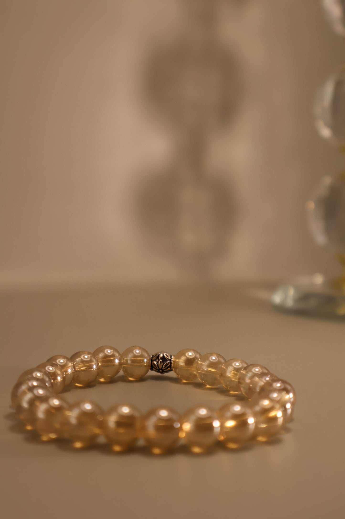 Medium Glass Champagne Bead Bracelet