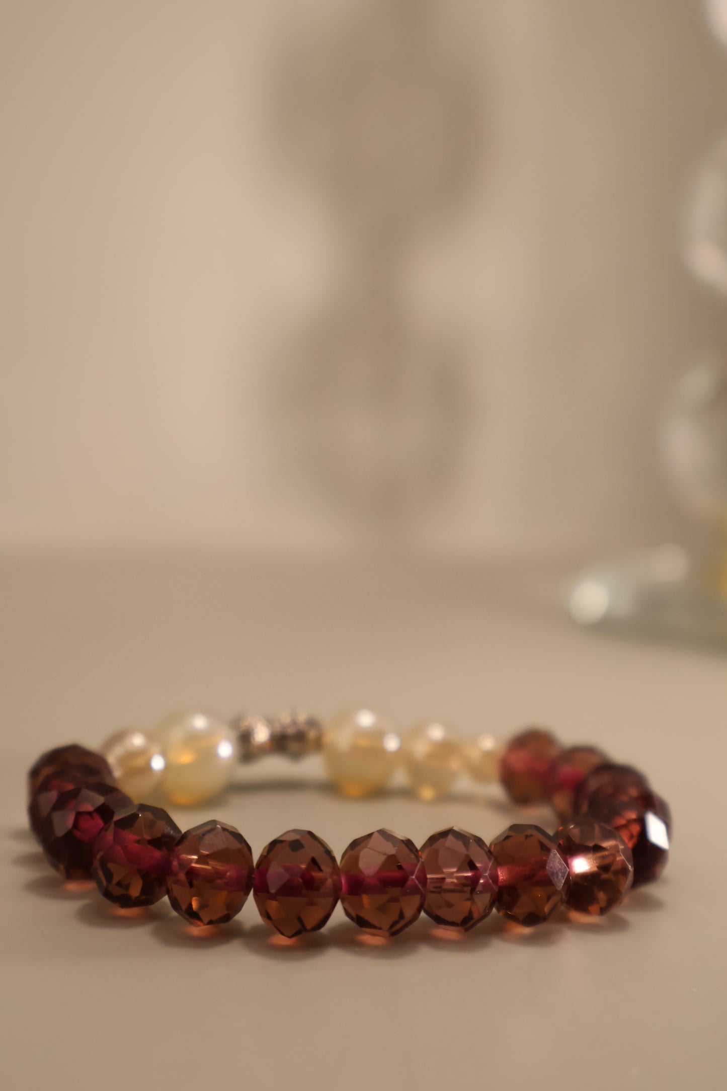 Purple Facete & Glass Champagne Bead Bracelet
