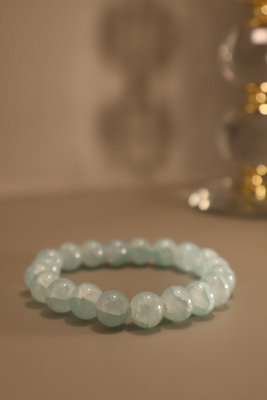 Glass Light Blue Bead Bracelet