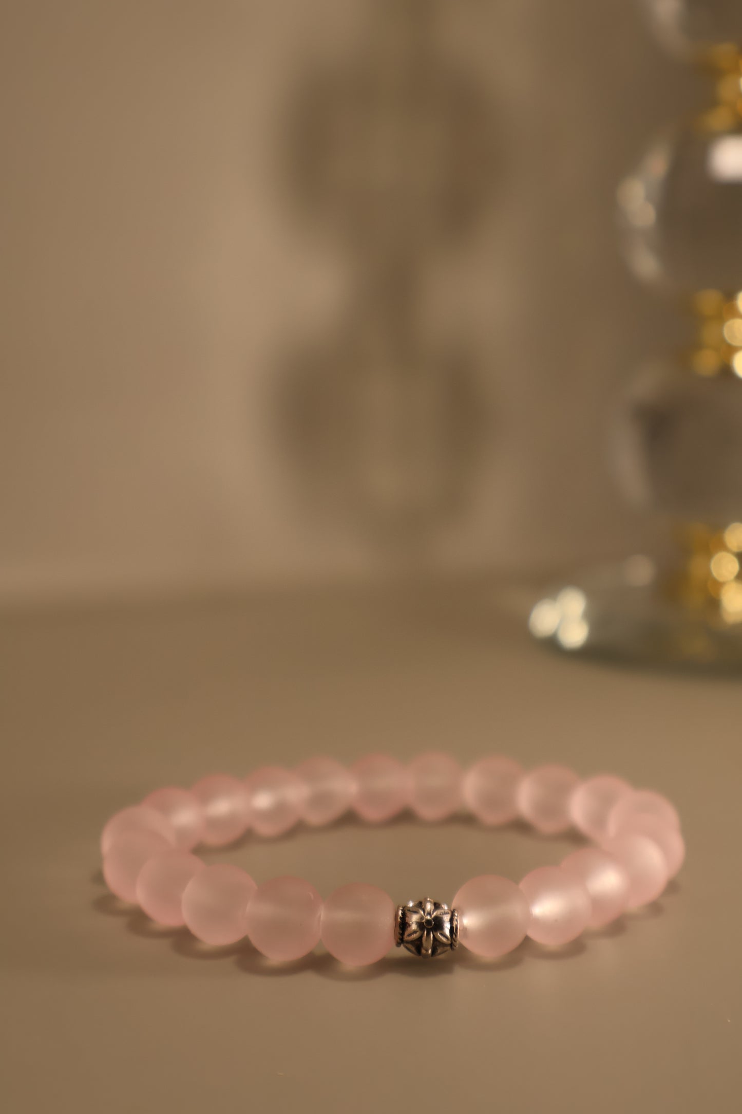 Medium Glass Pink Matte Bead Bracelet