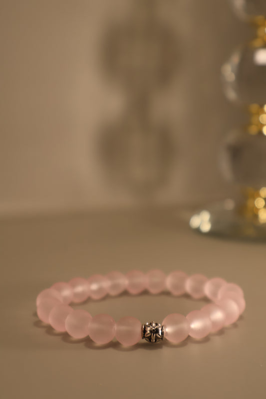 Medium Glass Pink Matte Bead Bracelet
