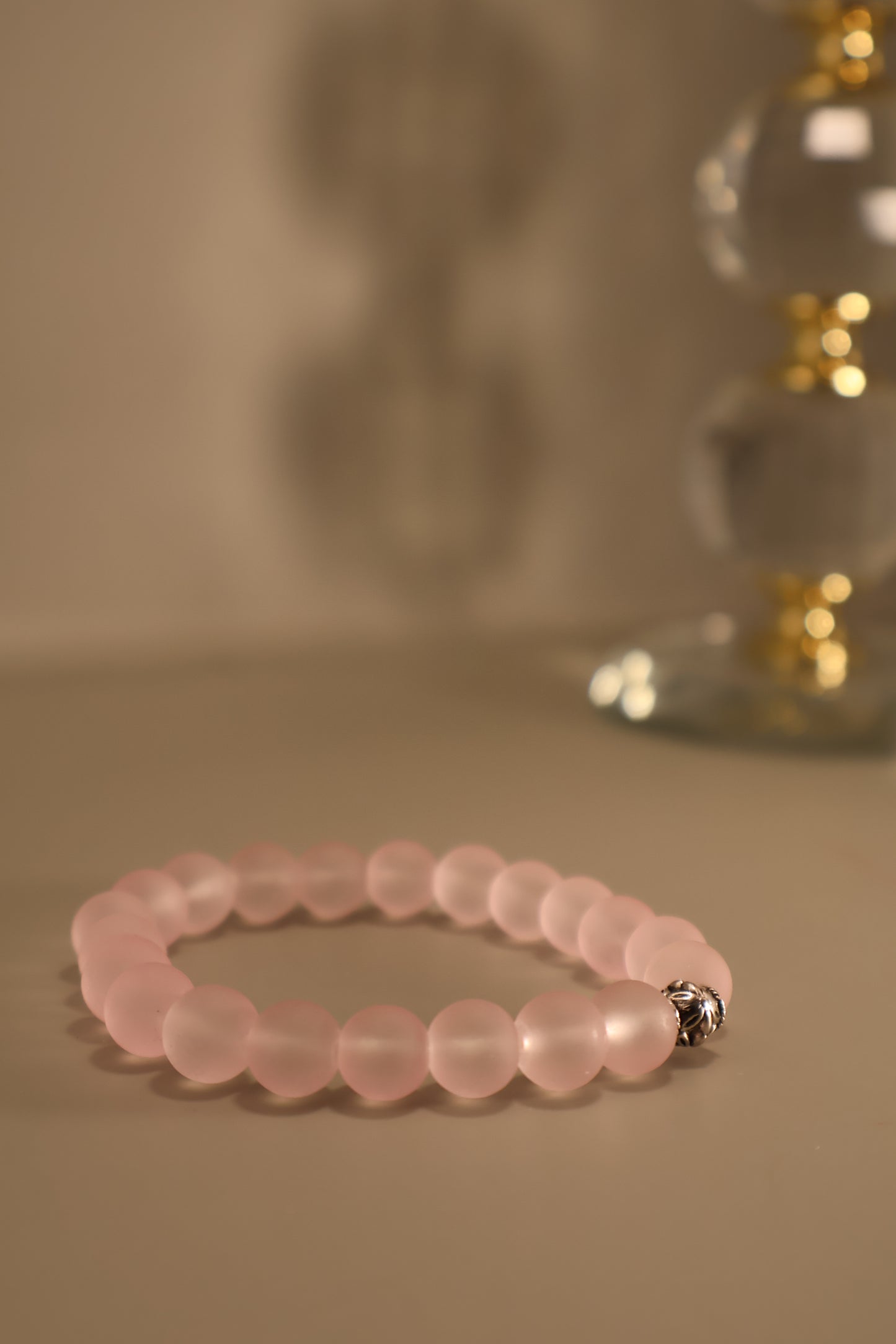 Medium Glass Pink Matte Bead Bracelet