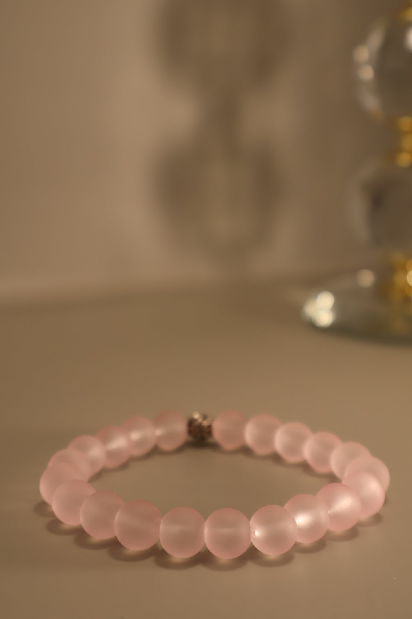 Medium Glass Pink Matte Bead Bracelet