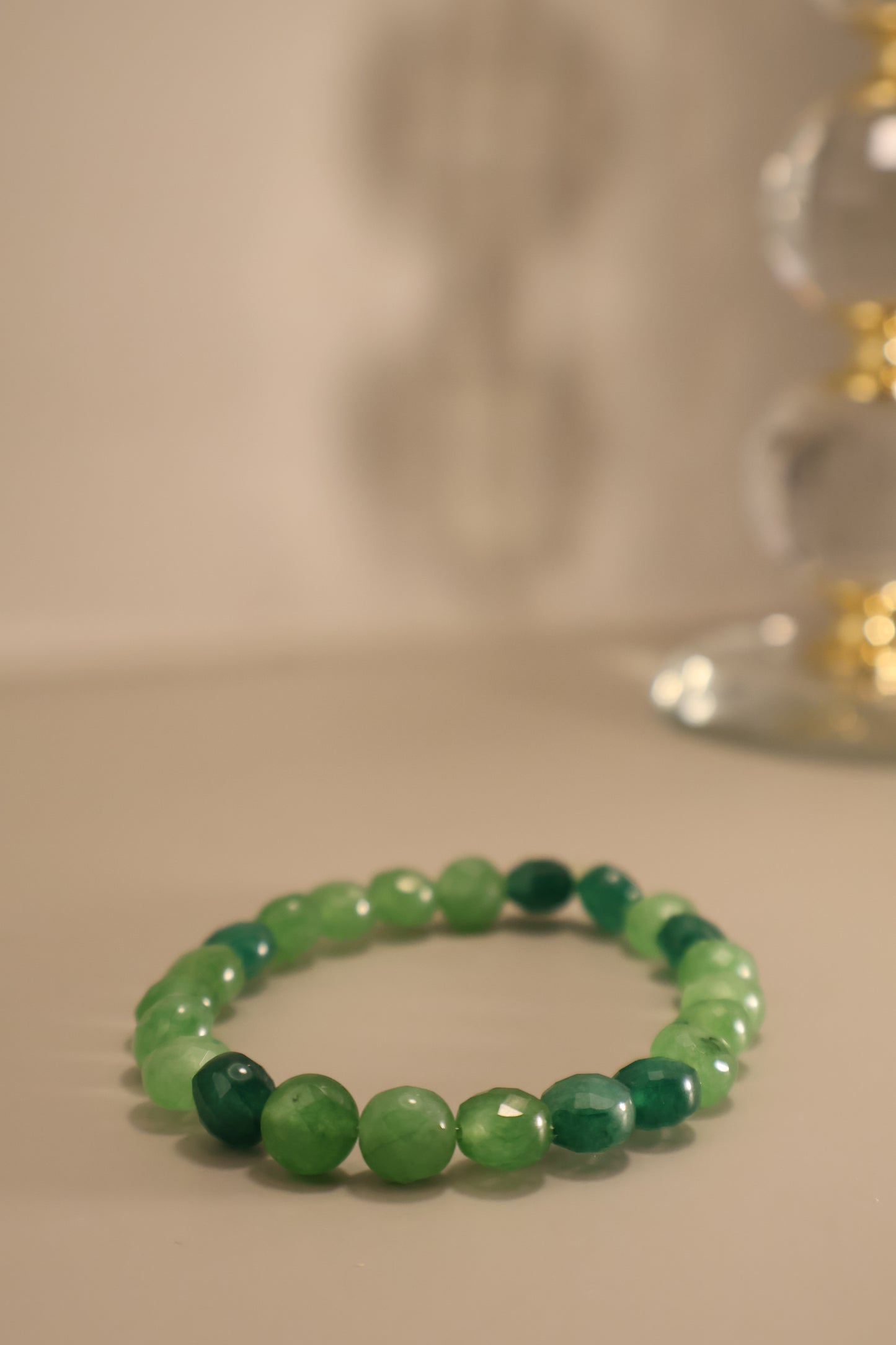 Glass Emerald Bead Bracelet