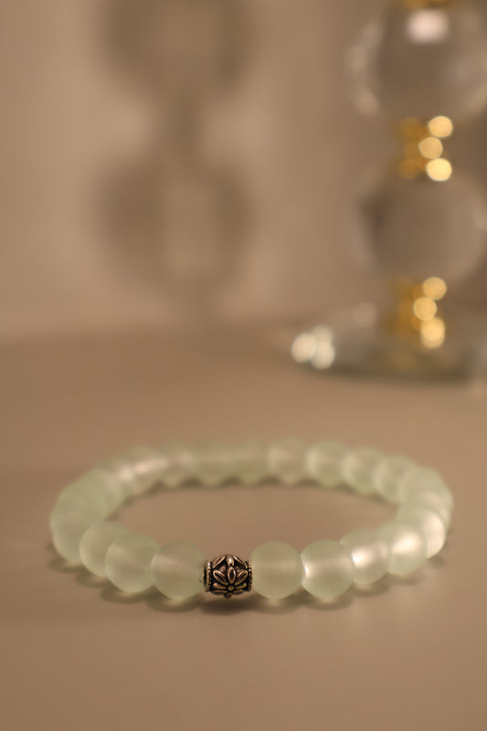 Glass Green Pastel Matte Bead Bracelet
