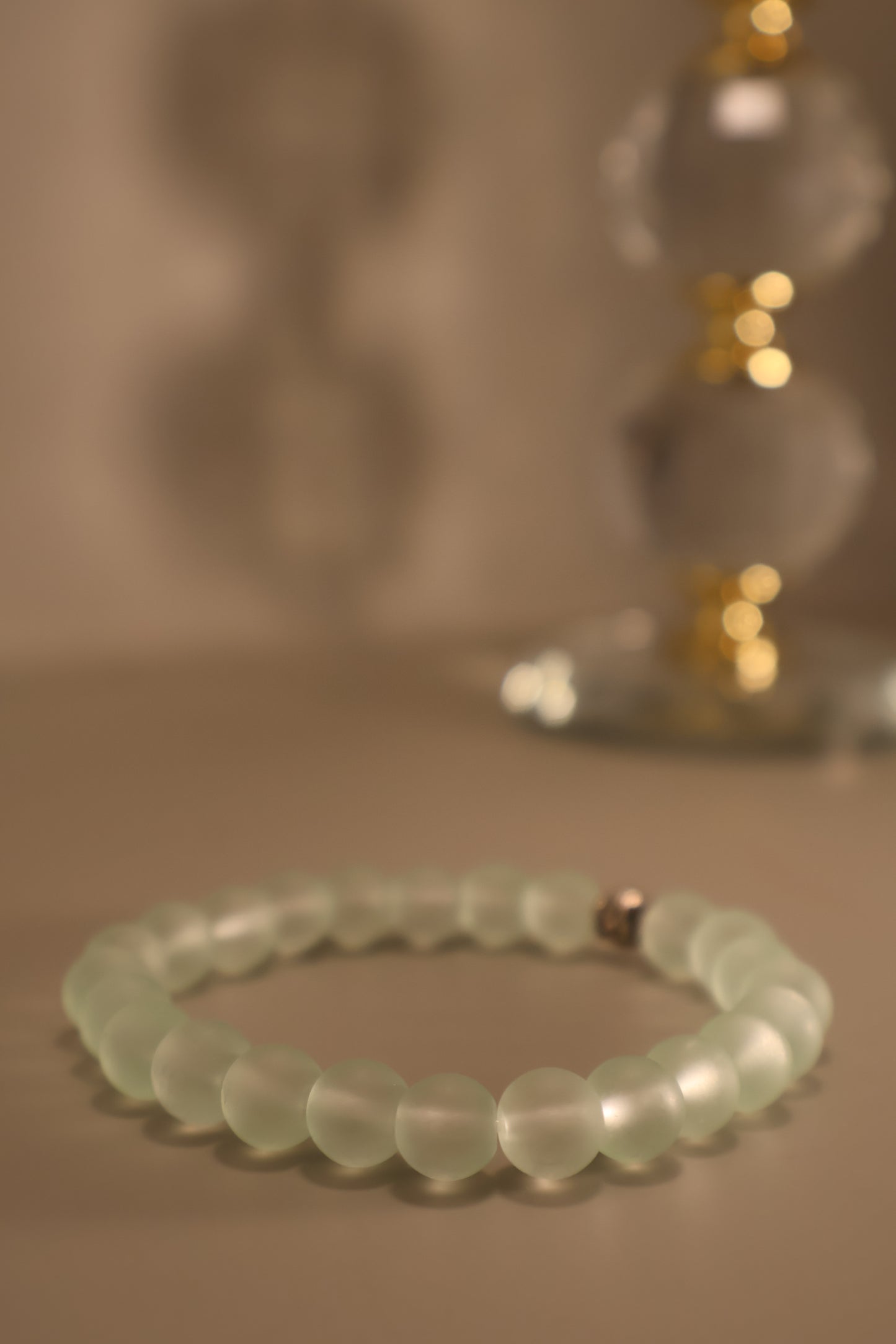 Glass Green Pastel Matte Bead Bracelet
