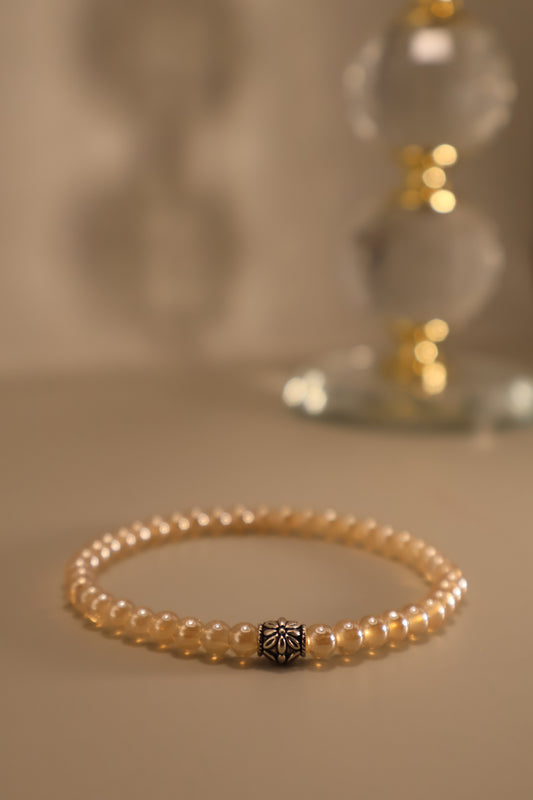 Small Glass Champagne Bead Bracelet