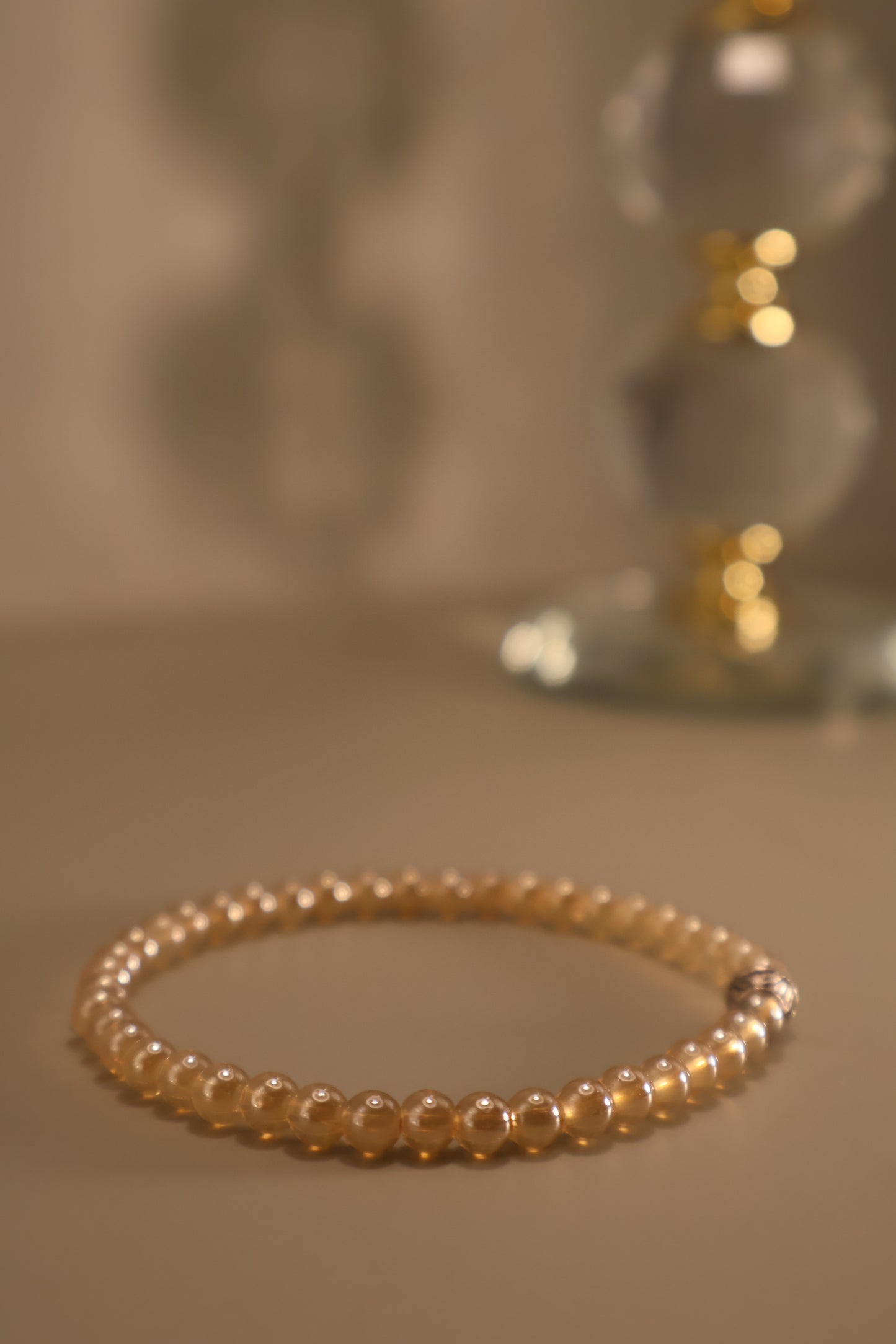 Small Glass Champagne Bead Bracelet