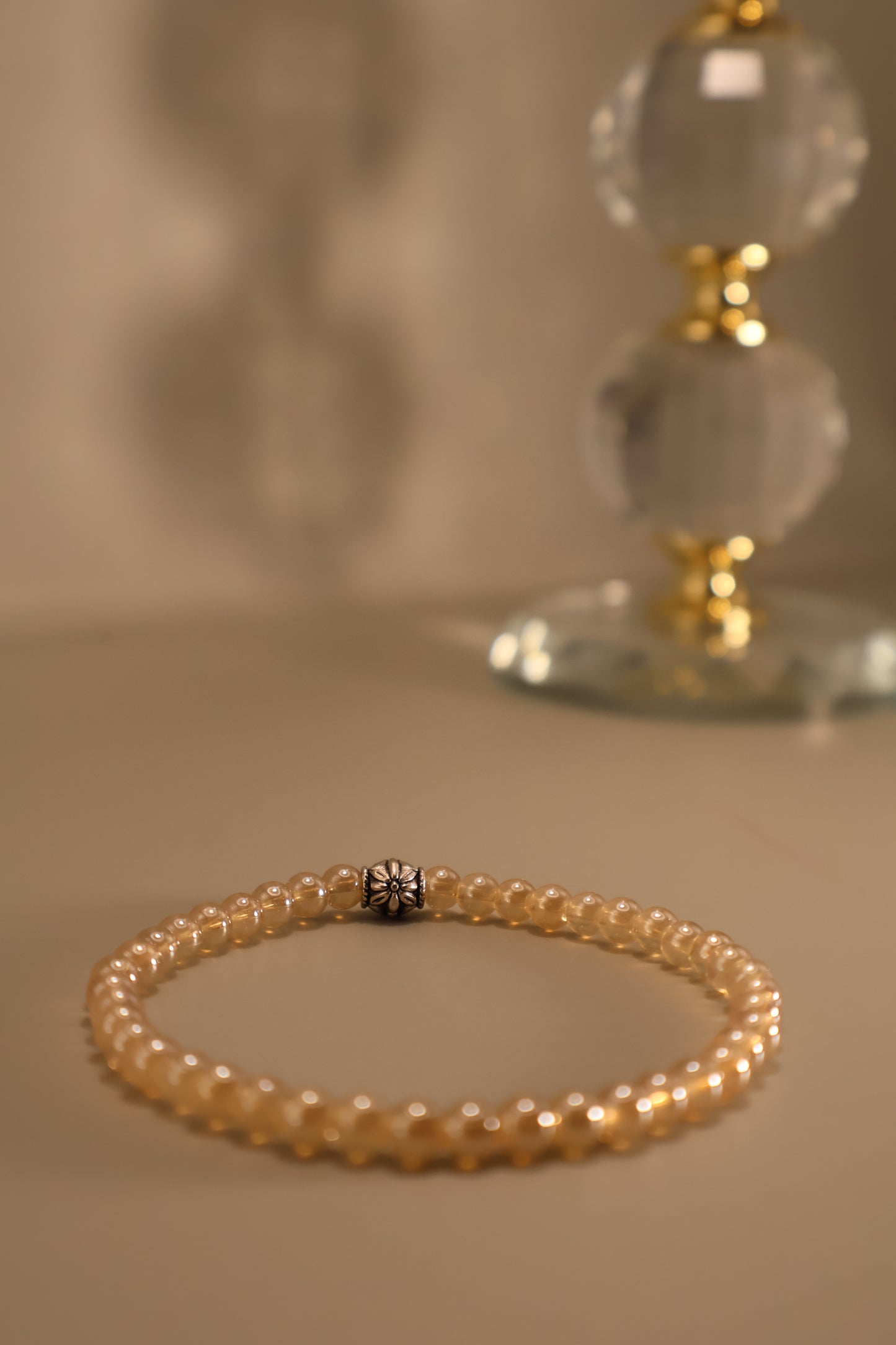Small Glass Champagne Bead Bracelet