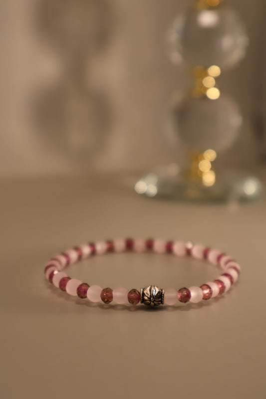 Small Glass Pink Matte & Purple Facete Bracelet