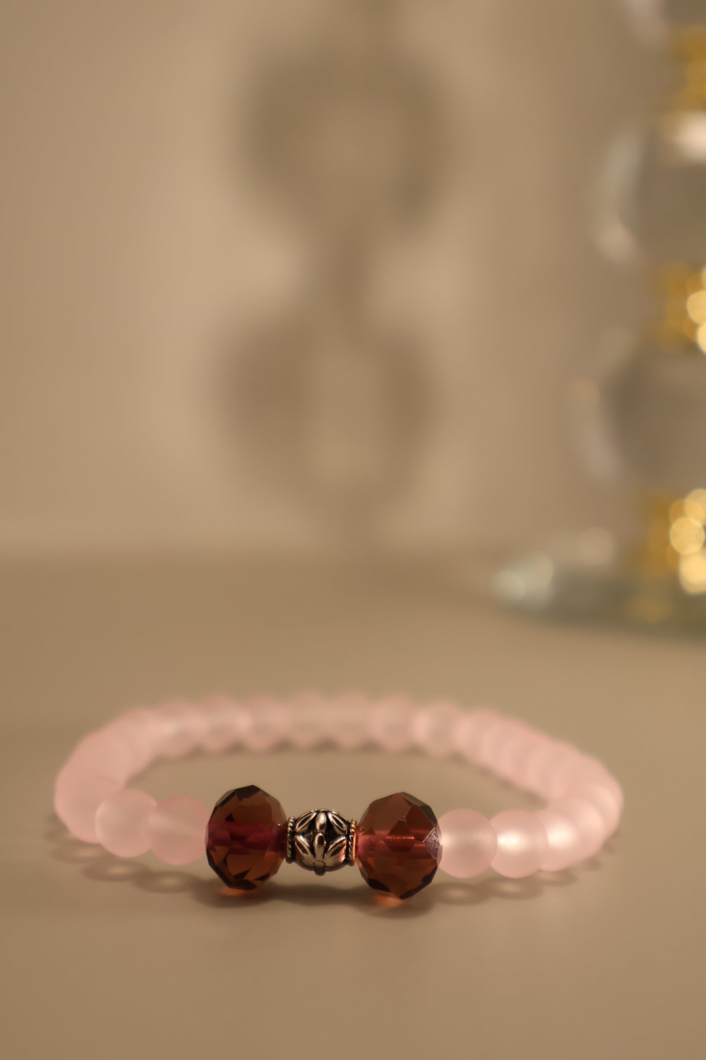 Glass Pink Matte & Purple Facete Bracelet