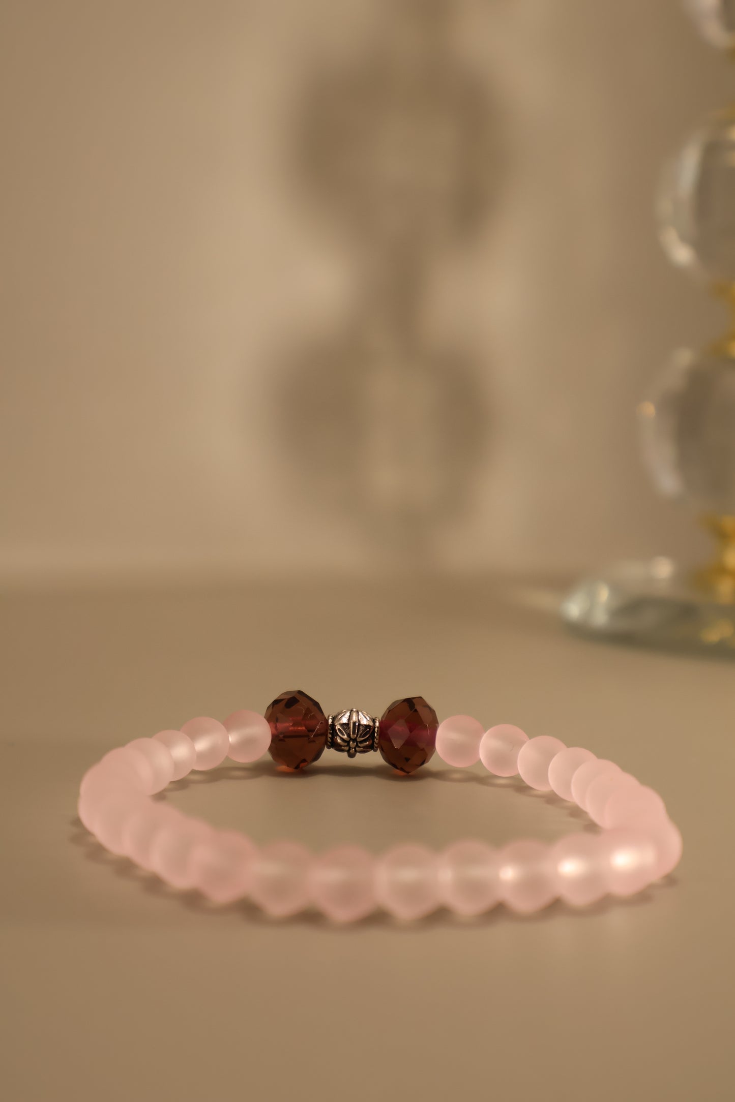 Glass Pink Matte & Purple Facete Bracelet