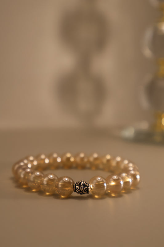 Medium Glass Champagne Bead Bracelet