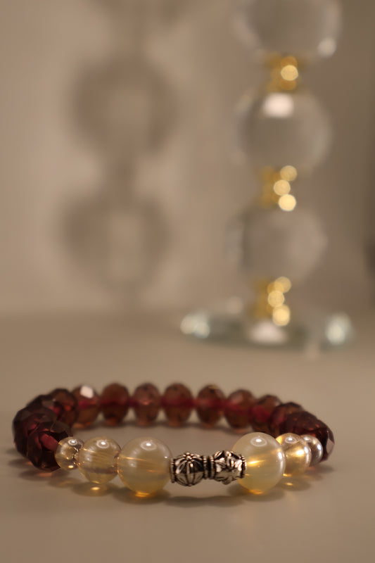 Purple Facete & Glass Champagne Bead Bracelet