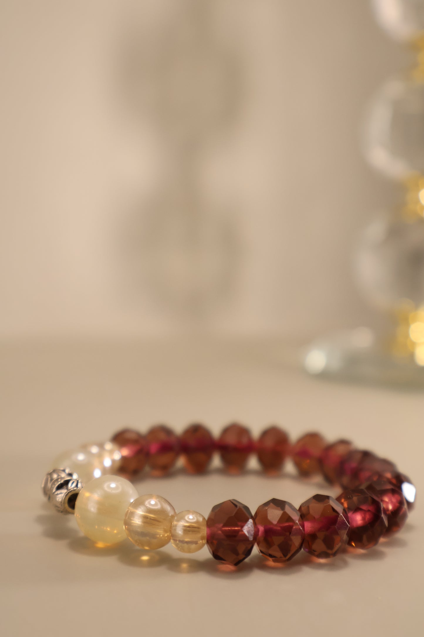 Purple Facete & Glass Champagne Bead Bracelet